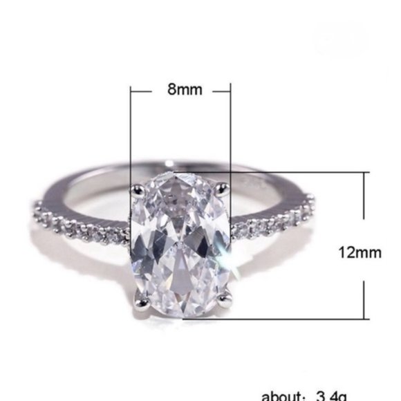 White Sapphire 925 SS Bridal Ring - Picture 2 of 3